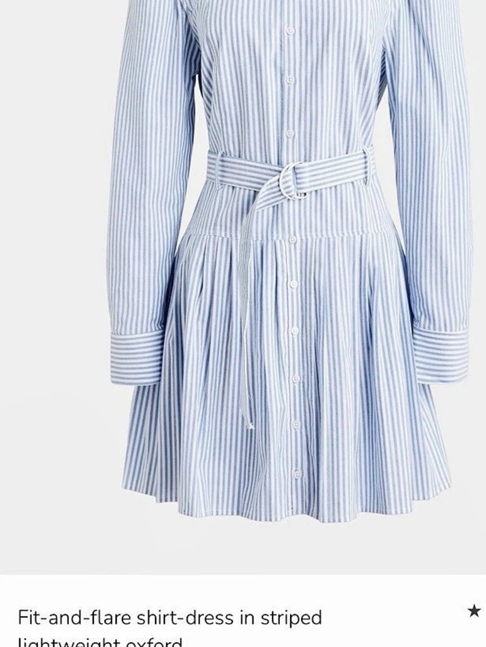 J.Crew Fit-and-flare shirt-dress in striped lightweight oxford Blue & White